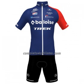 Completo Maglia + Pantaloncino con bretelle 2023 Baloise-Trek Lions Manica Corta Blu Scuro